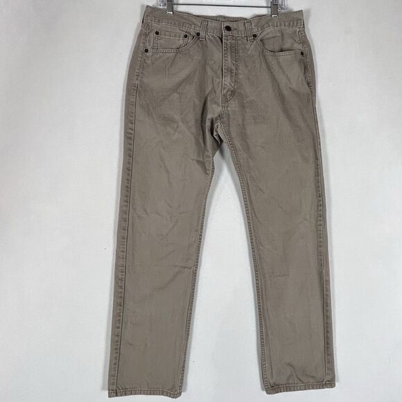 Levi’s 505 Khaki Pants Straight Fit Denim Jeans Mens 36x34 Casual 100% Cotton - Picture 1 of 16